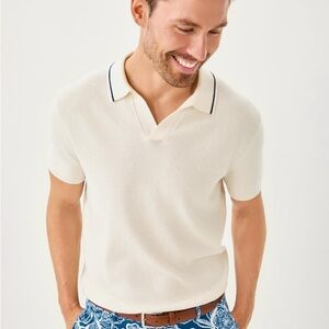 Lilly Pulitzer Cream Polo Shirt for Men size medium